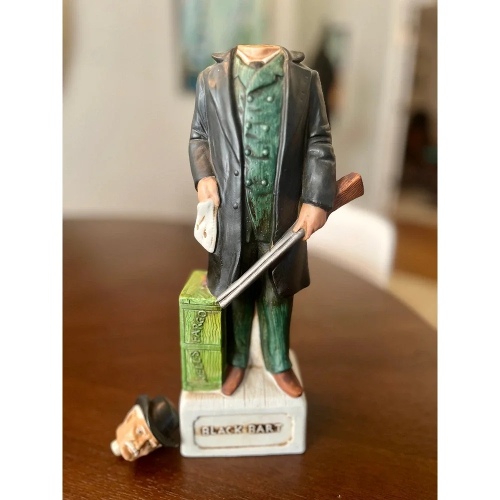 McCormick Bourbon Decanter Black Bart Gunfighter Vntage Porcelain Americana Good